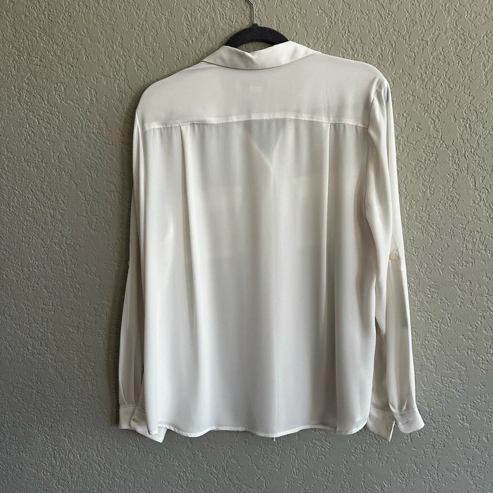 LOFT Ivory Long Sleeve Blouse, Like New - Picture 3 of 6